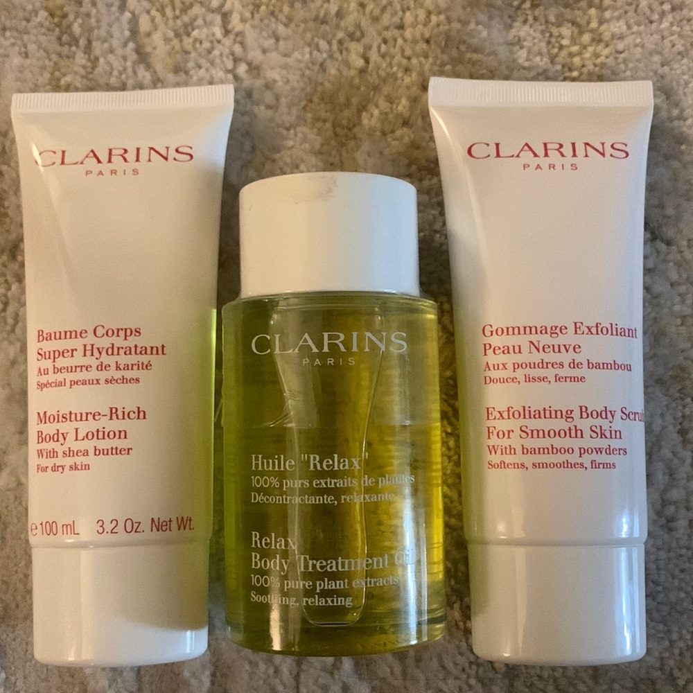 Clarins Body Scrub, Lotion and Oil Bundle